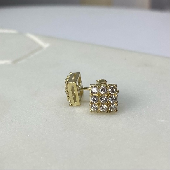 10K gold CZ micro set earrings - Picture 2 of 3